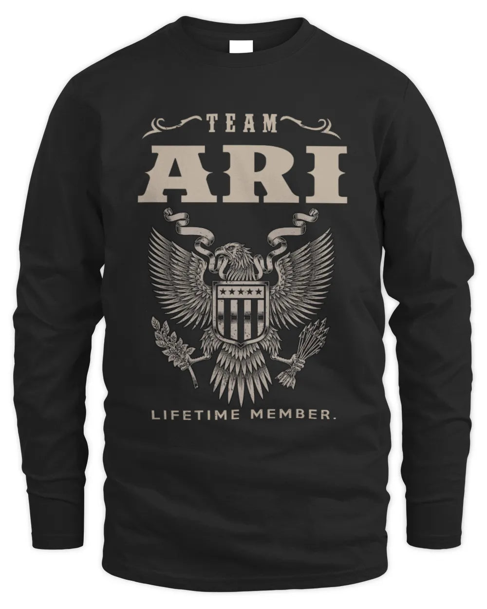 ARI TP06-K82 – Personalized Classic Style Apparel “Team NAME Lifetime Member” - Men's Long Sleeved T-Shirt - Black