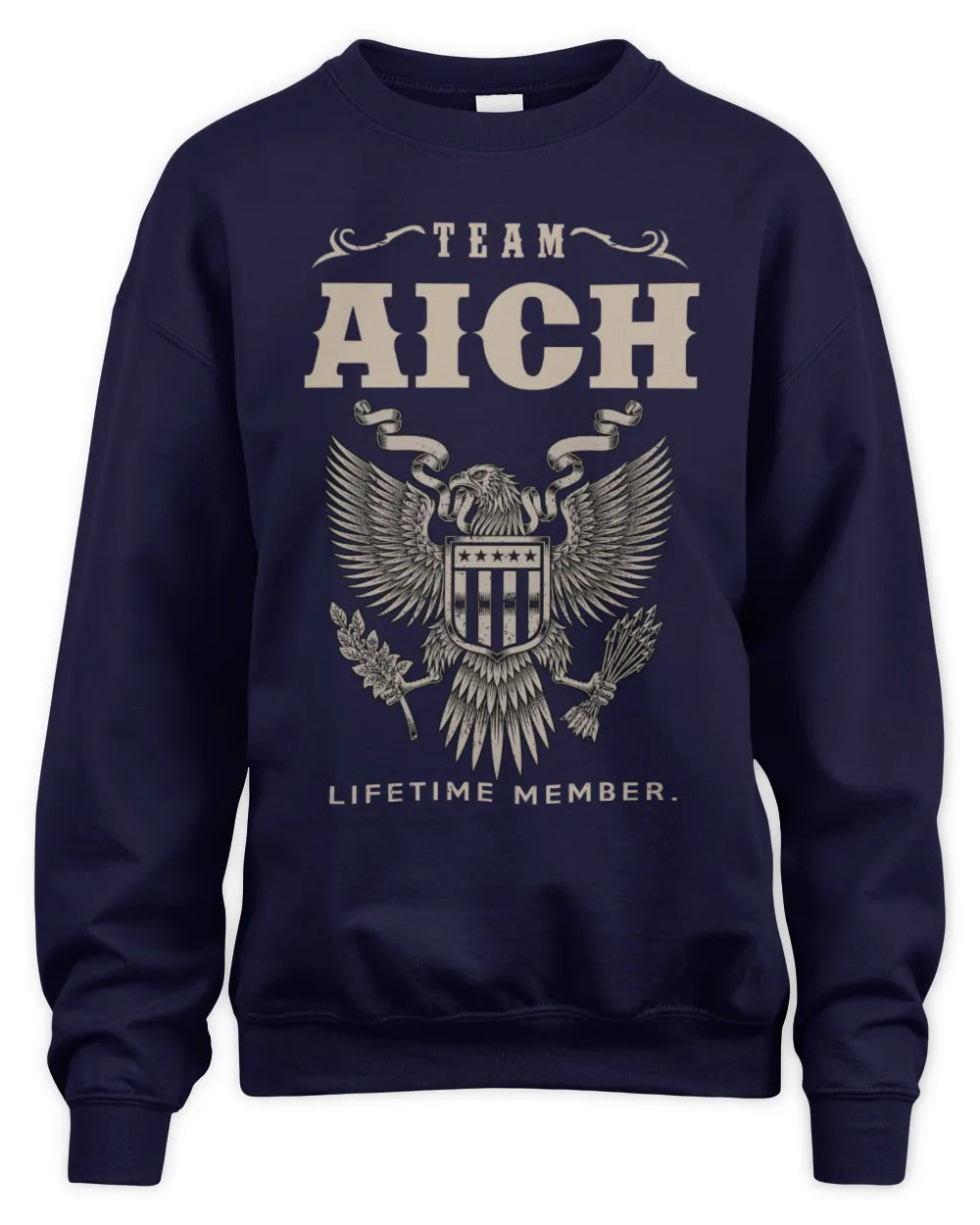 AICH TP06-K82 – Personalized Classic Style Apparel “Team NAME Lifetime Member” - Unisex Sweatshirt - Navy