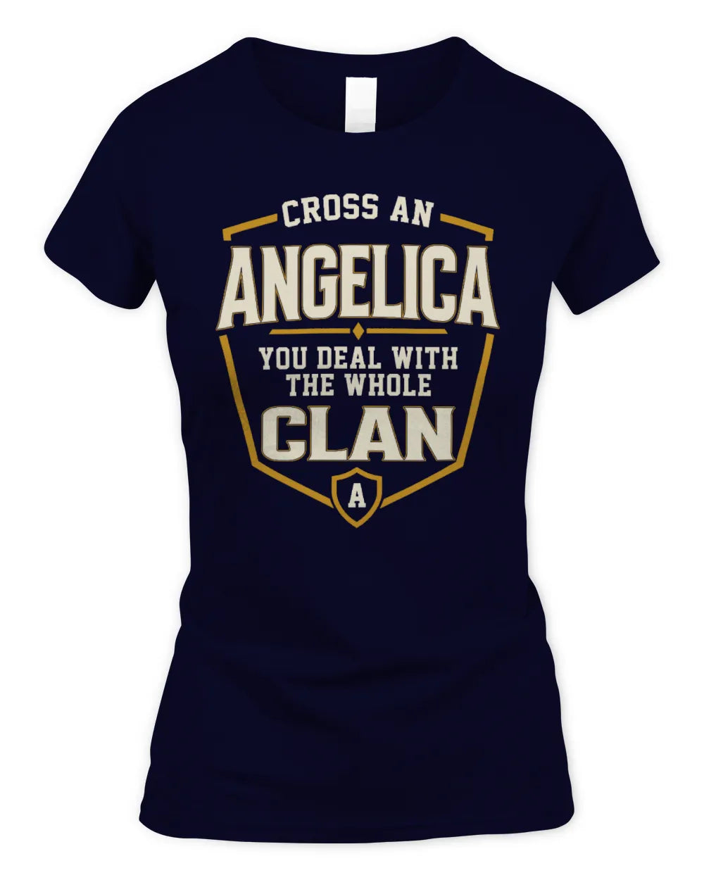 ANGELICA NT1-K008 Cross A/An NAME, You Deal With the Whole Clan | Personalized Vintage T-Shirt - Women's Standard T-Shirt - Navy