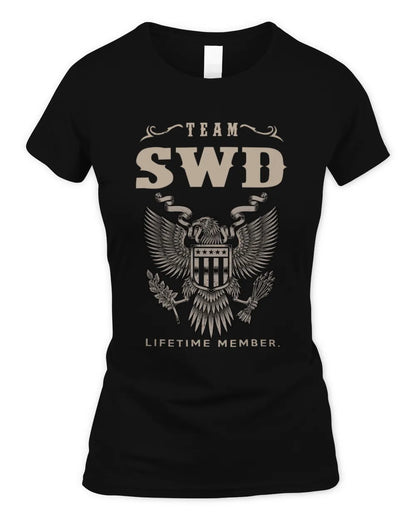 SWD TP06-K82 – Personalized Classic Style Apparel “Team NAME Lifetime Member” - Women's Standard T-Shirt - Black