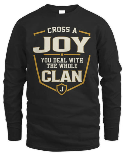JOY NT1-K008 Cross A/An NAME, You Deal With the Whole Clan | Personalized Vintage T-Shirt - Men's Long Sleeved T-Shirt - Black