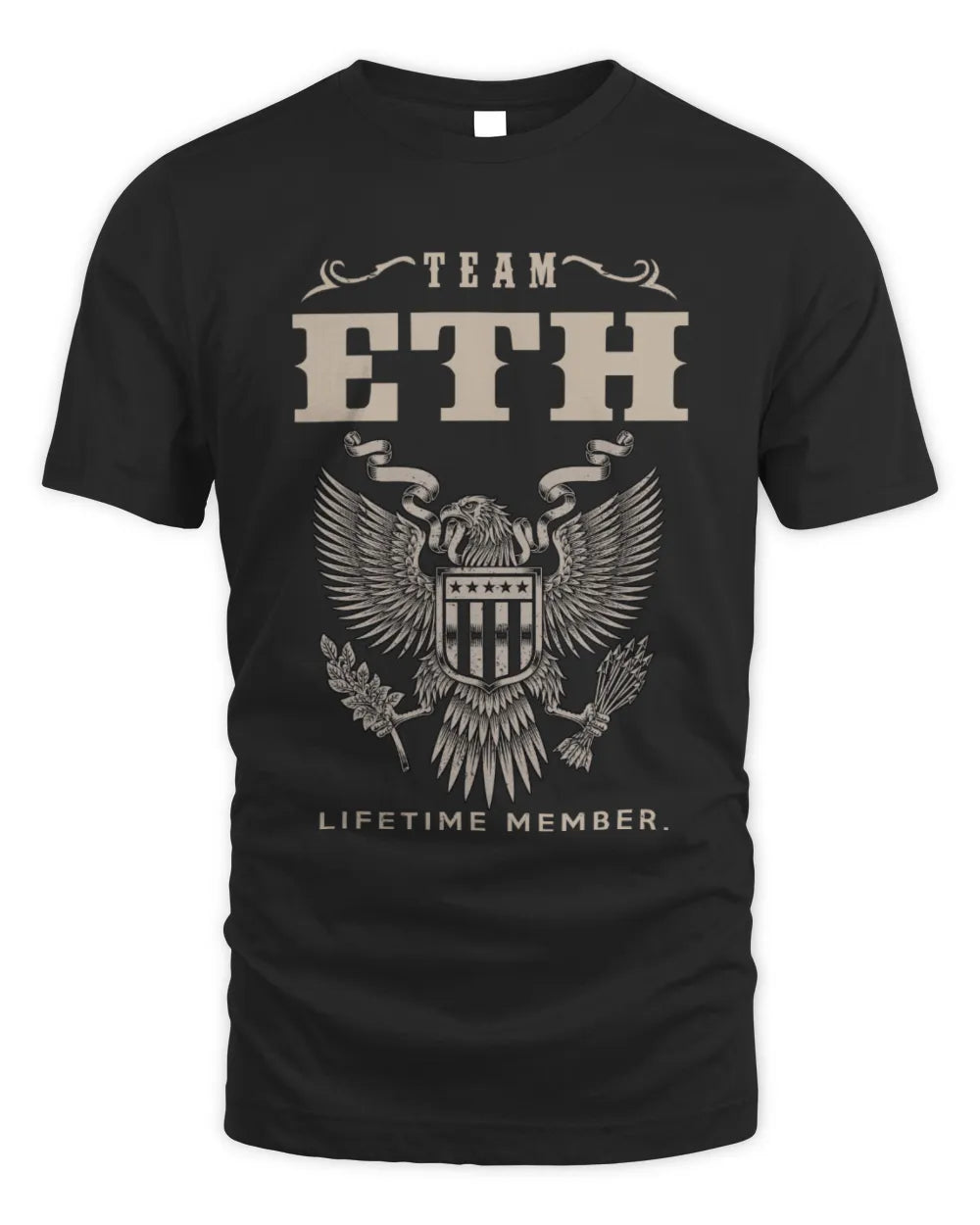 ETH TP06-K82 – Personalized Classic Style Apparel “Team NAME Lifetime Member” - Unisex Standard T-Shirt - Black