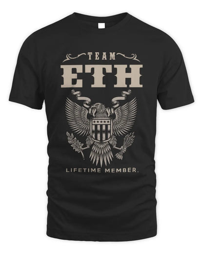 ETH TP06-K82 – Personalized Classic Style Apparel “Team NAME Lifetime Member” - Unisex Standard T-Shirt - Black