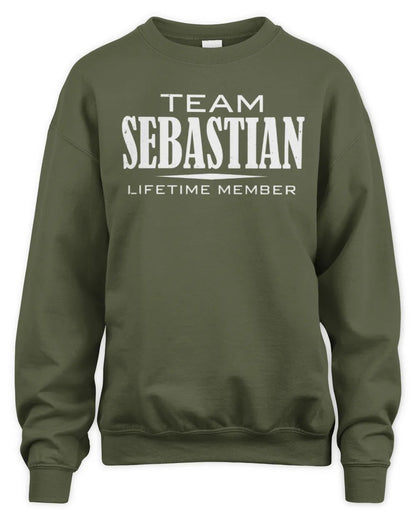 SEBASTIAN BL62-K4-128 - Personalized “Team NAME Lifetime Member” - Unisex Sweatshirt - Military Green
