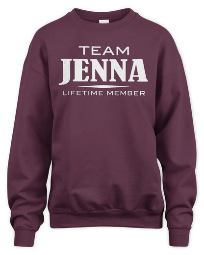 JENNA BL62-K4-128 - Personalized “Team NAME Lifetime Member” - Unisex Sweatshirt - Maroon