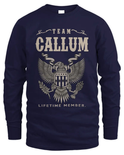 CALLUM TP06-K82 – Personalized Classic Style Apparel “Team NAME Lifetime Member” - Men's Long Sleeved T-Shirt - Navy