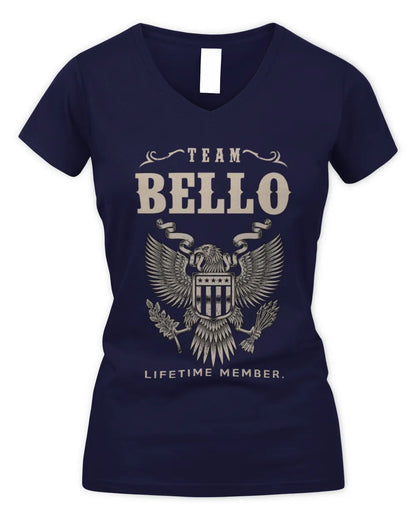 BELLO TP06-K82 – Personalized Classic Style Apparel “Team NAME Lifetime Member” - Women's V-Neck T-Shirt - Navy