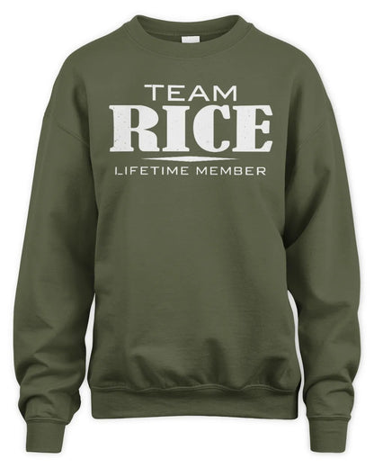RICE BL62-K4-128 - Personalized “Team NAME Lifetime Member” - Unisex Sweatshirt - Military Green