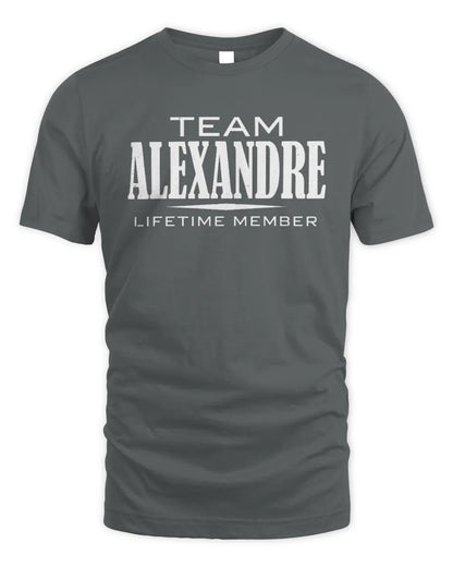 ALEXANDRE BL62-K4-128 - Personalized “Team NAME Lifetime Member” - Unisex Standard T-Shirt - Charcoal