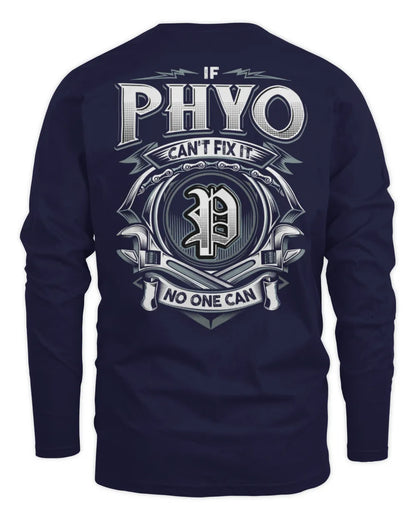 PHYO AP81-K4-626 - Personalized Ahmed Quote Apparel “If Ahmed Can't Fix It, No One Can” - Men's Long Sleeved T-Shirt - Navy