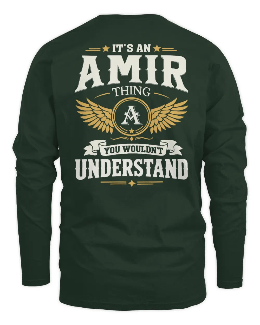 AMIR KT06-M008 It’s a [NAME] Thing – You Wouldn’t Understand | Personalized Vintage T-Shirt - Men's Long Sleeved T-Shirt - Forest Green