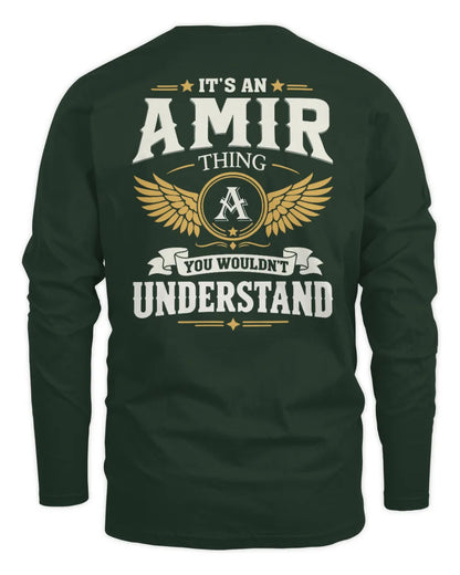 AMIR KT06-M008 It’s a [NAME] Thing – You Wouldn’t Understand | Personalized Vintage T-Shirt - Men's Long Sleeved T-Shirt - Forest Green