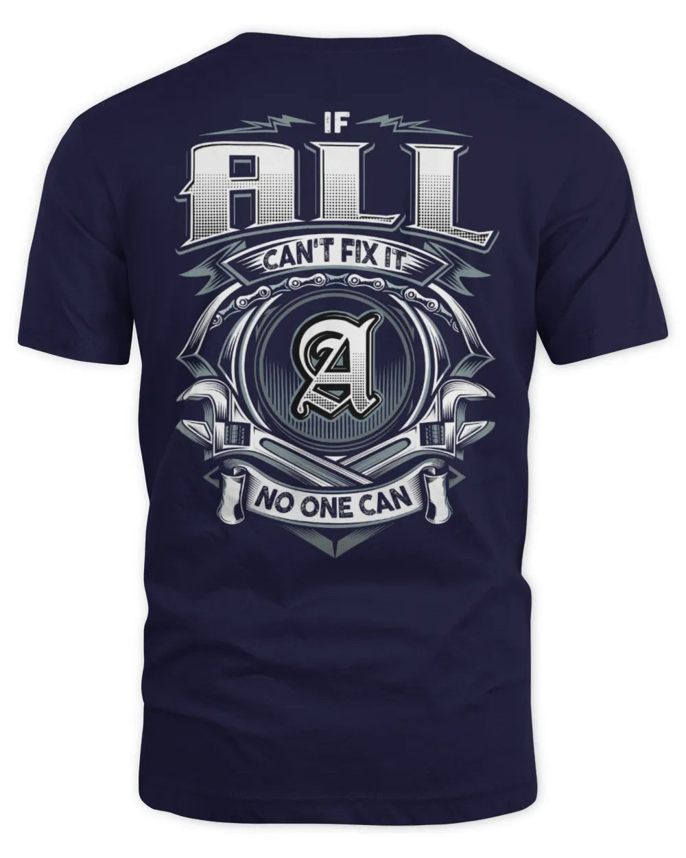 ALL AP81-K4-626 - Personalized Ahmed Quote Apparel “If Ahmed Can't Fix It, No One Can” - Unisex Standard T-Shirt - Navy