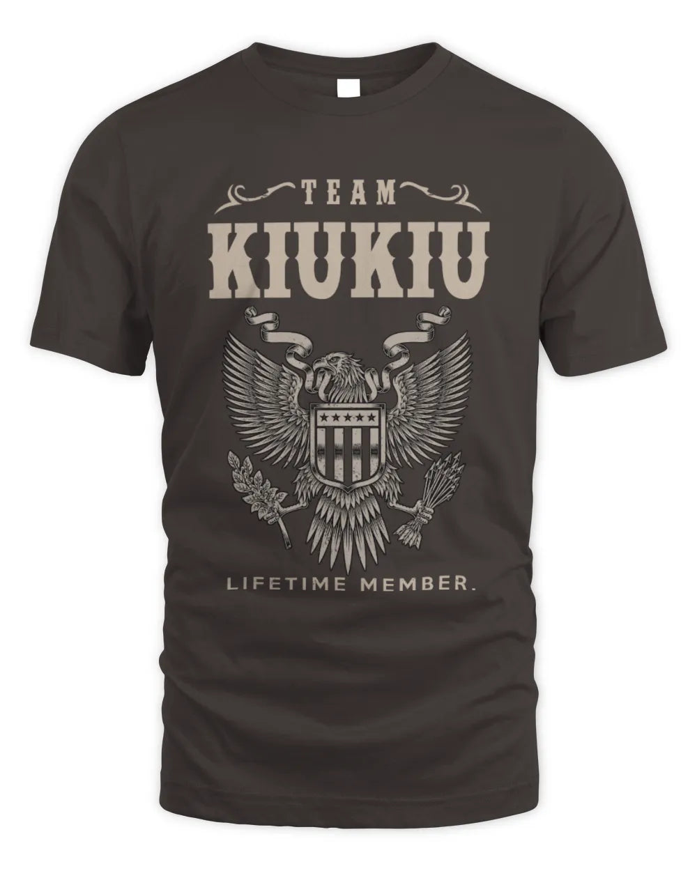 KIUKIU TP06-K82 – Personalized Classic Style Apparel “Team NAME Lifetime Member” - Unisex Standard T-Shirt - Dark Chocolate