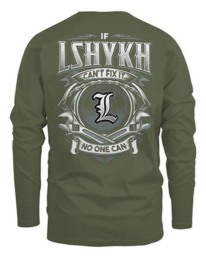 LSHYKH AP81-K4-626 - Personalized Ahmed Quote Apparel “If Ahmed Can't Fix It, No One Can” - Men's Long Sleeved T-Shirt - Military Green