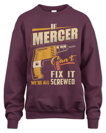 MERCER TP22-K4-228 - Personalized Handyman T-Shirt “If AARON Can’t Fix It, We’re All Screwed” - Unisex Sweatshirt - Maroon