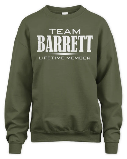BARRETT BL62-K4-128 - Personalized “Team NAME Lifetime Member” - Unisex Sweatshirt - Military Green