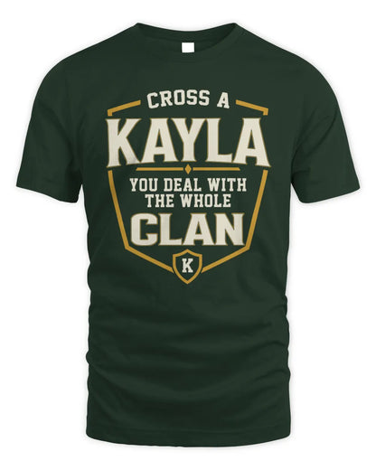 KAYLA NT1-K008 Cross A/An NAME, You Deal With the Whole Clan | Personalized Vintage T-Shirt - Unisex Standard T-Shirt - Forest Green