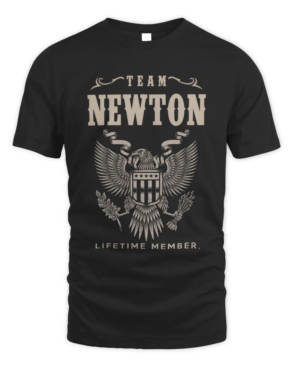 NEWTON TP06-K82 – Personalized Classic Style Apparel “Team NAME Lifetime Member” - Unisex Standard T-Shirt - Black