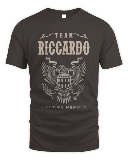 RICCARDO TP06-K82 – Personalized Classic Style Apparel “Team NAME Lifetime Member” - Unisex Standard T-Shirt - Dark Chocolate