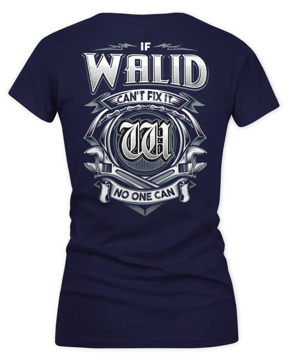 WALID AP81-K4-626 - Personalized Ahmed Quote Apparel “If Ahmed Can't Fix It, No One Can” - Women's V-Neck T-Shirt - Navy