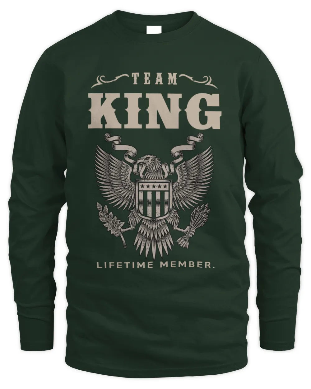 KING TP06-K82 – Personalized Classic Style Apparel “Team NAME Lifetime Member” - Men's Long Sleeved T-Shirt - Forest Green