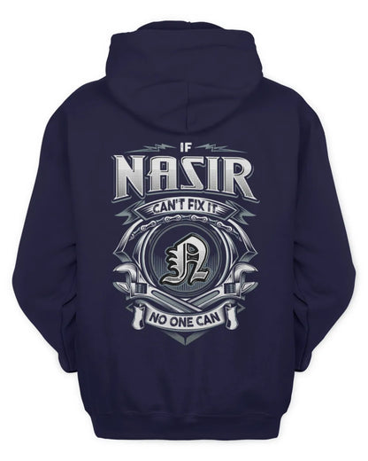 NASIR AP81-K4-626 - Personalized Ahmed Quote Apparel “If Ahmed Can't Fix It, No One Can” - Unisex Hoodie - Navy