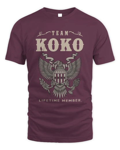 KOKO TP06-K82 – Personalized Classic Style Apparel “Team NAME Lifetime Member” - Unisex Standard T-Shirt - Maroon