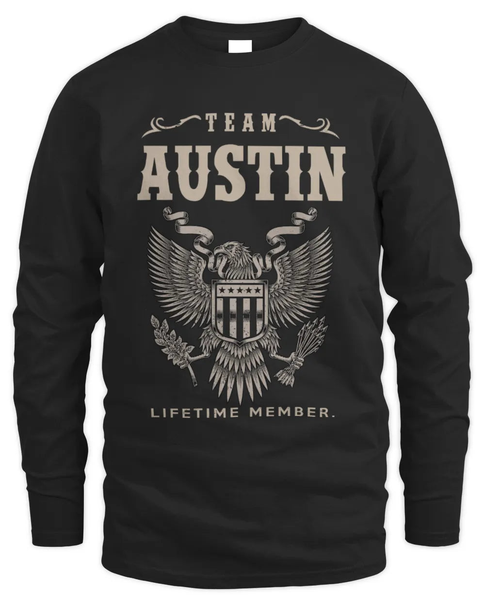 AUSTIN TP06-K82 – Personalized Classic Style Apparel “Team NAME Lifetime Member” - Men's Long Sleeved T-Shirt - Black