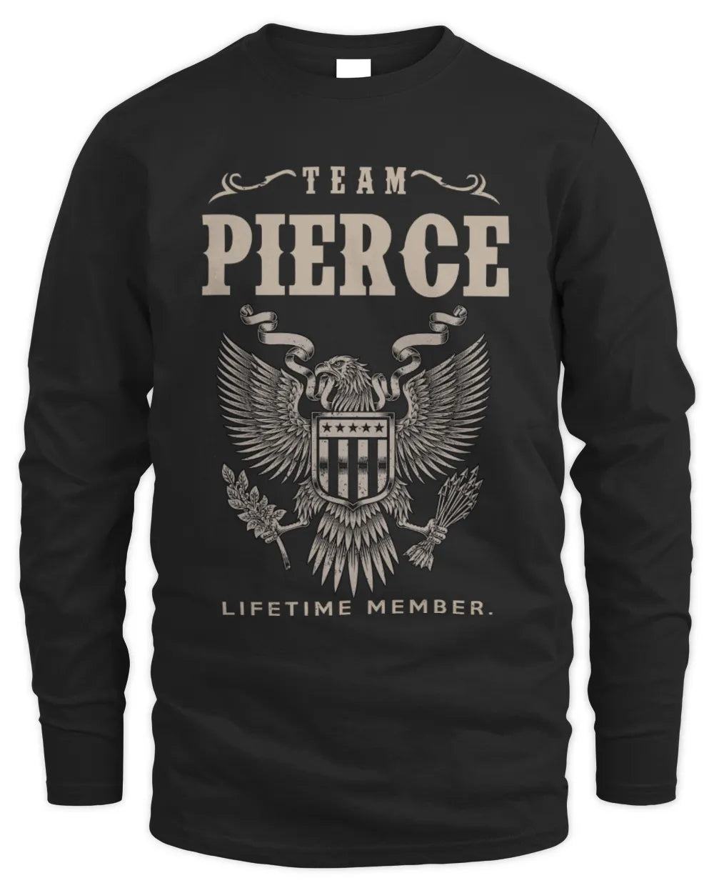 PIERCE TP06-K82 – Personalized Classic Style Apparel “Team NAME Lifetime Member” - Men's Long Sleeved T-Shirt - Black