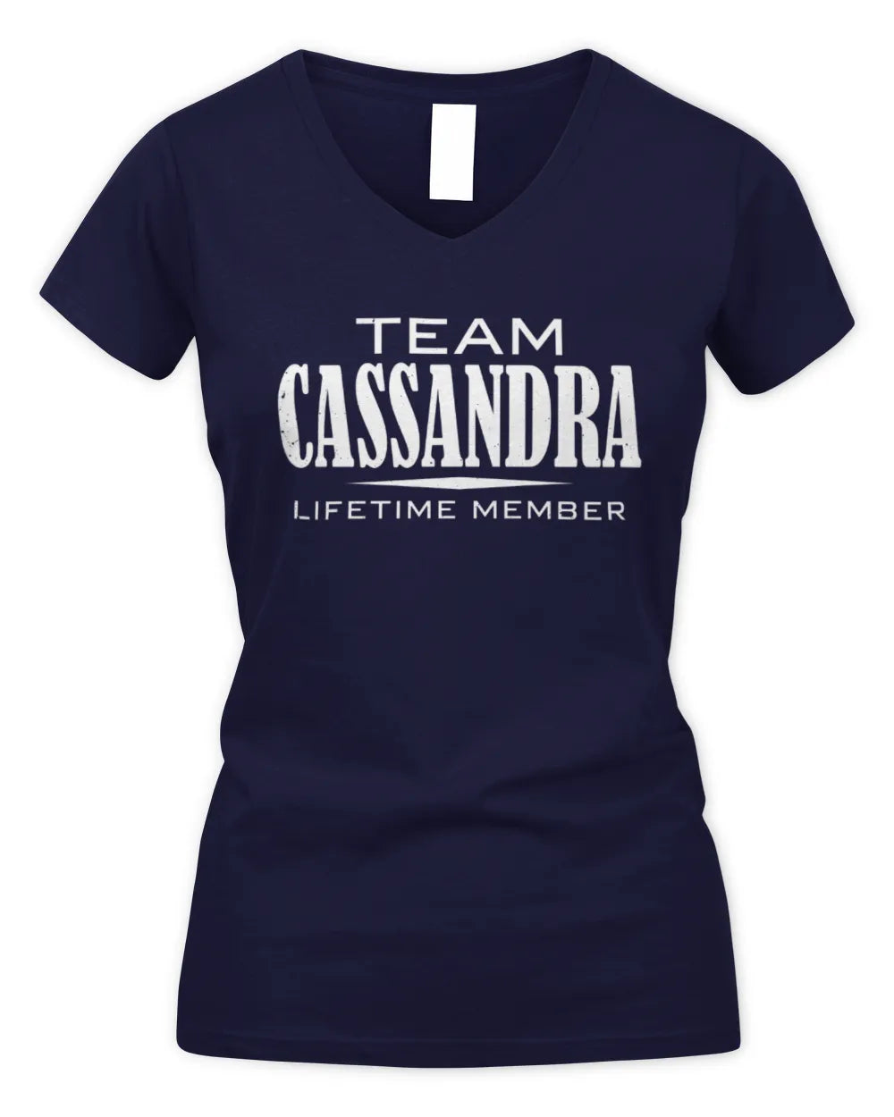 CASSANDRA BL62-K4-128 - Personalized “Team NAME Lifetime Member” - Women's V-Neck T-Shirt - Navy