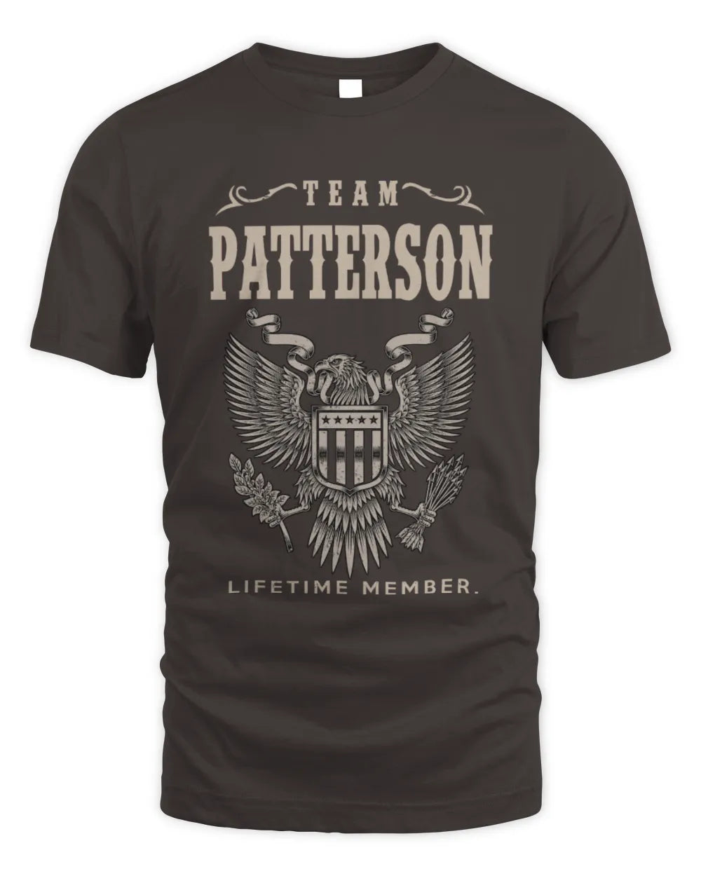 PATTERSON TP06-K82 – Personalized Classic Style Apparel “Team NAME Lifetime Member” - Unisex Standard T-Shirt - Dark Chocolate