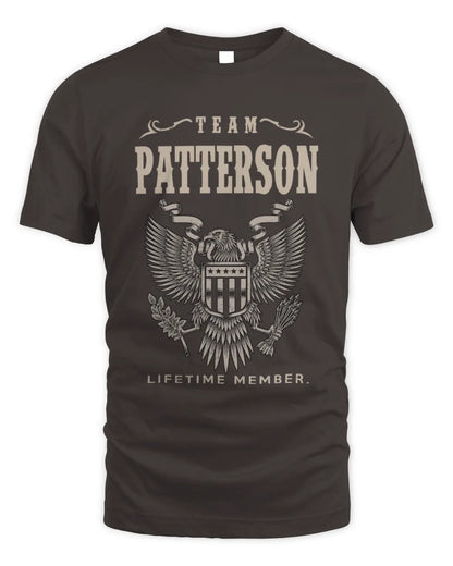 PATTERSON TP06-K82 – Personalized Classic Style Apparel “Team NAME Lifetime Member” - Unisex Standard T-Shirt - Dark Chocolate