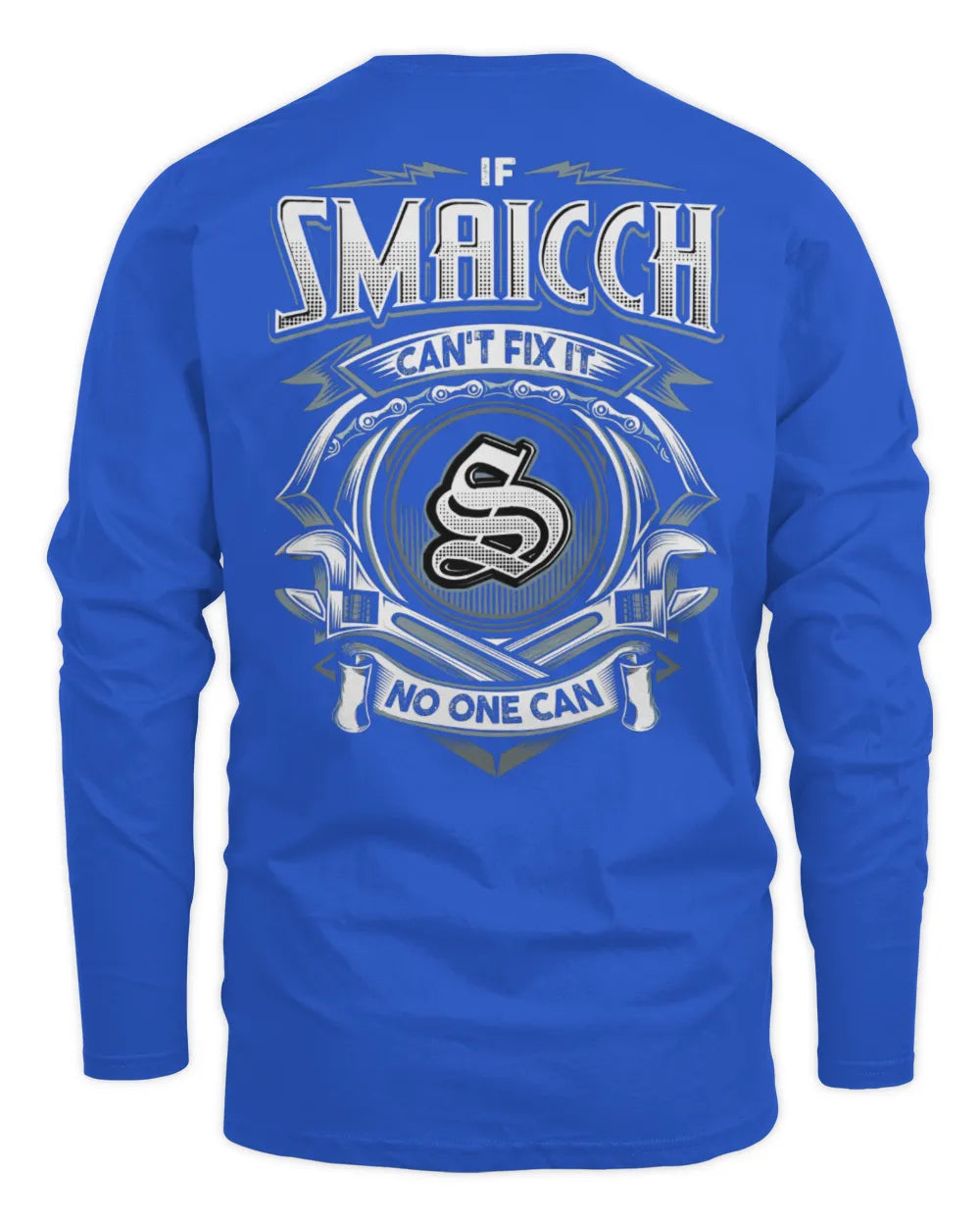 SMAICCH AP81-K4-626 - Personalized Ahmed Quote Apparel “If Ahmed Can't Fix It, No One Can” - Men's Long Sleeved T-Shirt - Royal