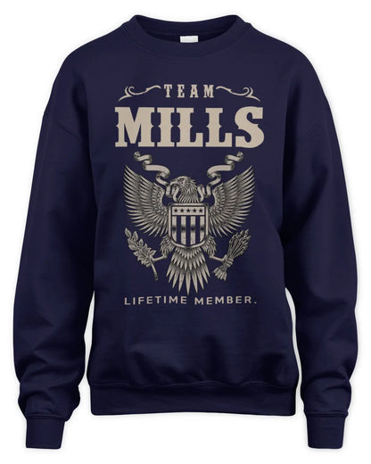 MILLS TP06-K82 – Personalized Classic Style Apparel “Team NAME Lifetime Member” - Unisex Sweatshirt - Navy