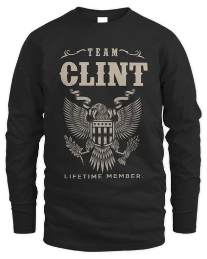 CLINT TP06-K82 – Personalized Classic Style Apparel “Team NAME Lifetime Member” - Men's Long Sleeved T-Shirt - Black