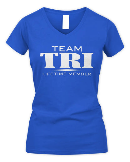 TRI BL62-K4-128 - Personalized “Team NAME Lifetime Member” - Women's V-Neck T-Shirt - Royal