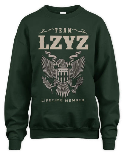 LZYZ TP06-K82 – Personalized Classic Style Apparel “Team NAME Lifetime Member” - Unisex Sweatshirt - Forest Green