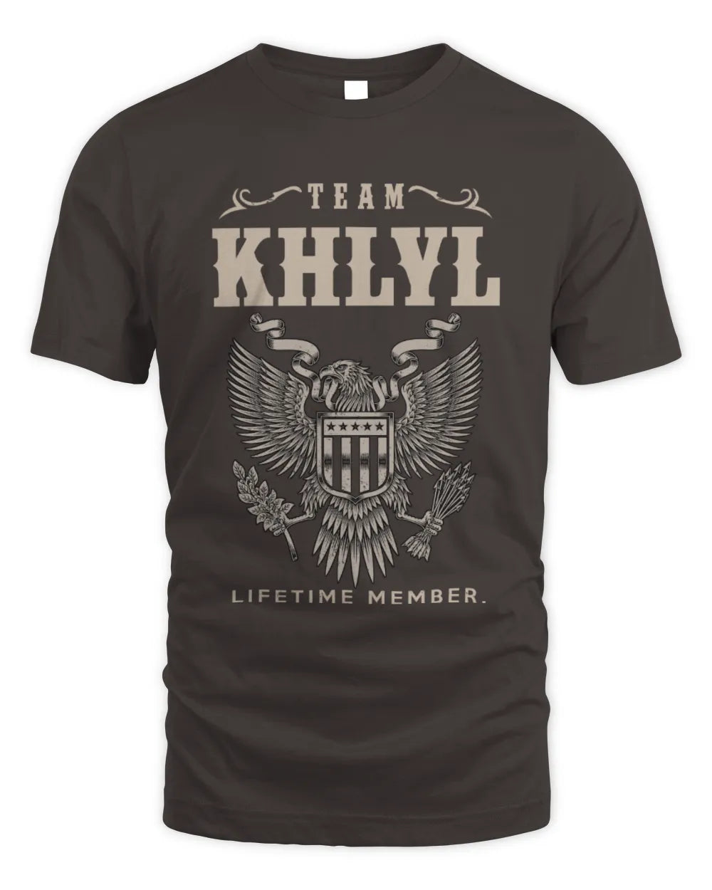 KHLYL TP06-K82 – Personalized Classic Style Apparel “Team NAME Lifetime Member” - Unisex Standard T-Shirt - Dark Chocolate