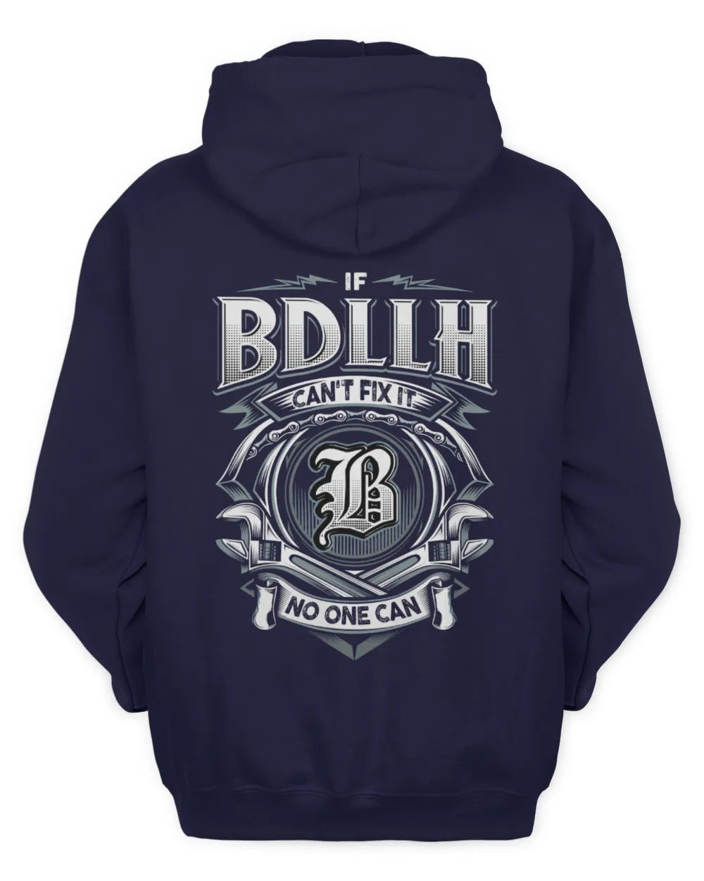 BDLLH AP81-K4-626 - Personalized Ahmed Quote Apparel “If Ahmed Can't Fix It, No One Can” - Unisex Hoodie - Navy