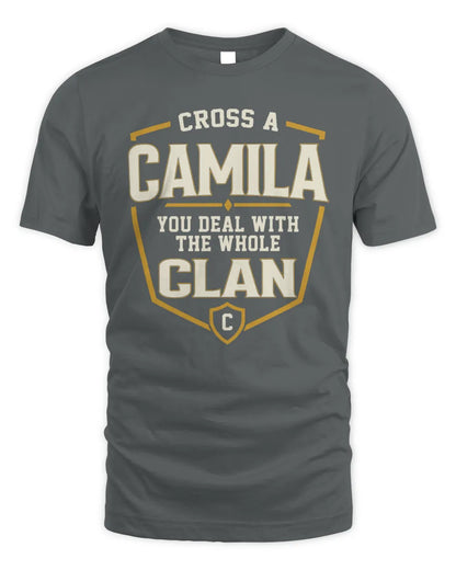 CAMILA NT1-K008 Cross A/An NAME, You Deal With the Whole Clan | Personalized Vintage T-Shirt - Unisex Standard T-Shirt - Charcoal