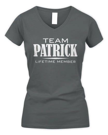 PATRICK BL62-K4-128 - Personalized “Team NAME Lifetime Member” - Women's V-Neck T-Shirt - Charcoal