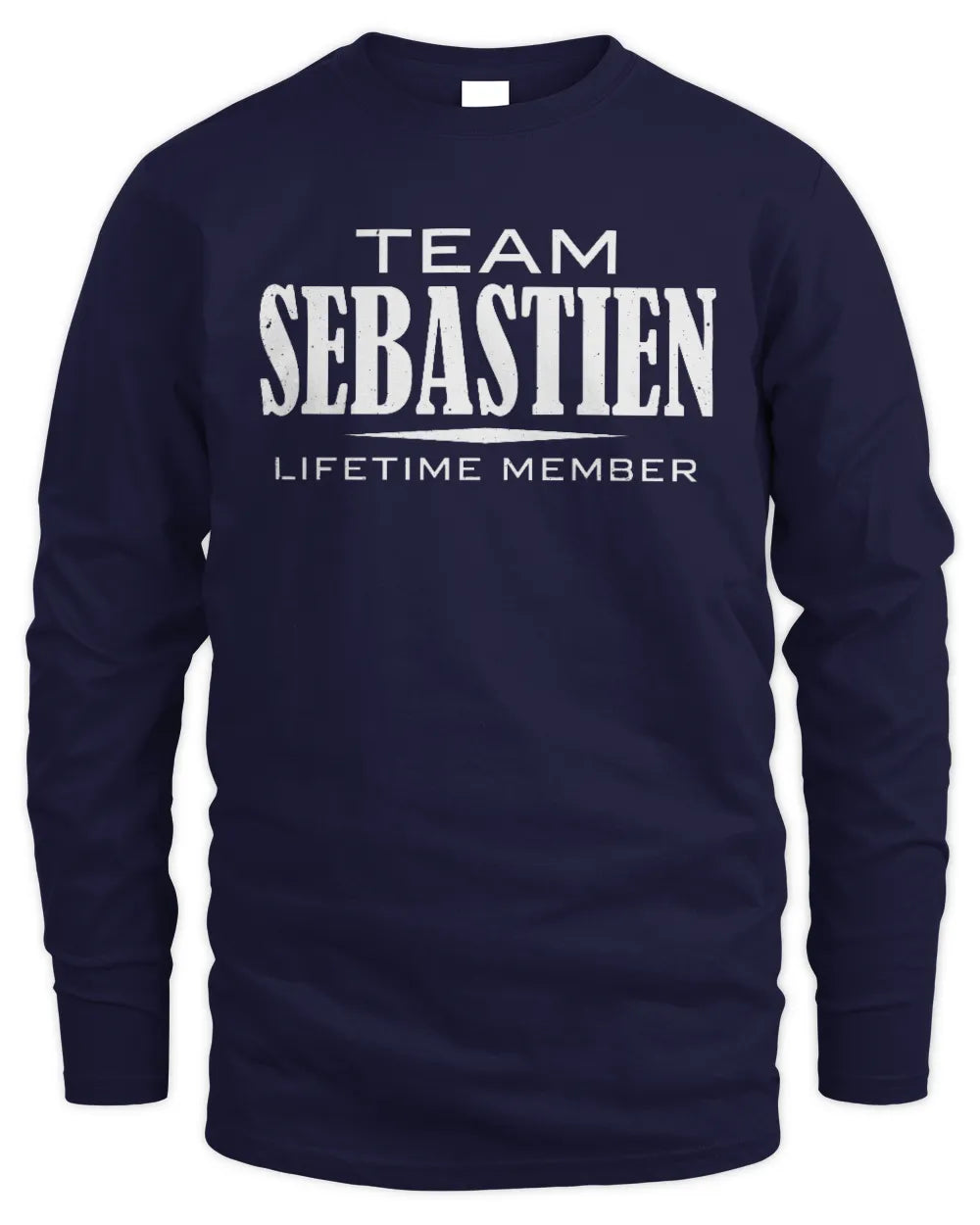 SEBASTIEN BL62-K4-128 - Personalized “Team NAME Lifetime Member” - Men's Long Sleeved T-Shirt - Navy