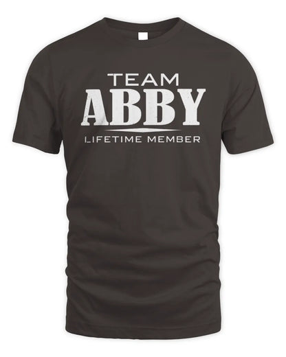ABBY BL62-K4-128 - Personalized “Team NAME Lifetime Member” - Unisex Standard T-Shirt - Dark Chocolate