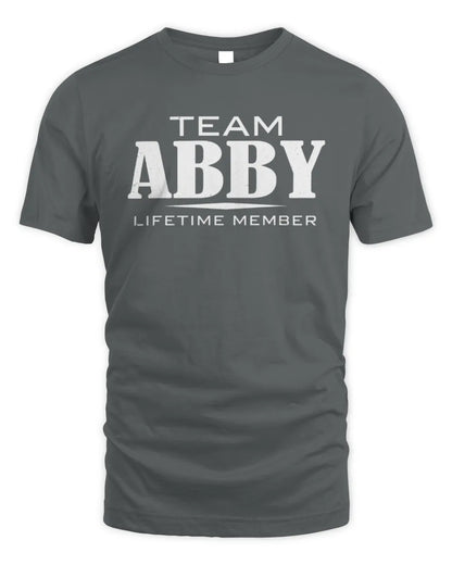 ABBY BL62-K4-128 - Personalized “Team NAME Lifetime Member” - Unisex Standard T-Shirt - Charcoal