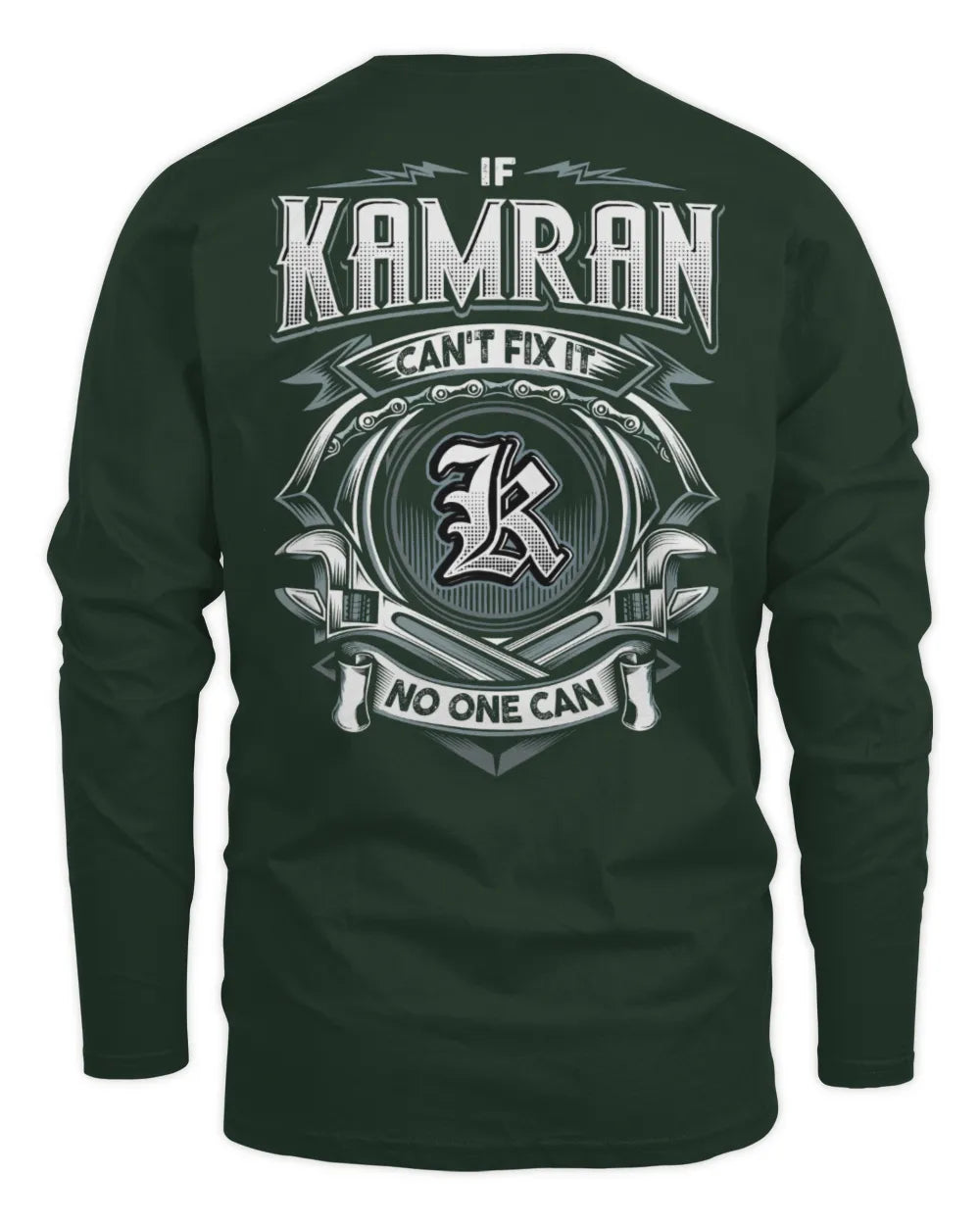 KAMRAN AP81-K4-626 - Personalized Ahmed Quote Apparel “If Ahmed Can't Fix It, No One Can” - Men's Long Sleeved T-Shirt - Forest Green