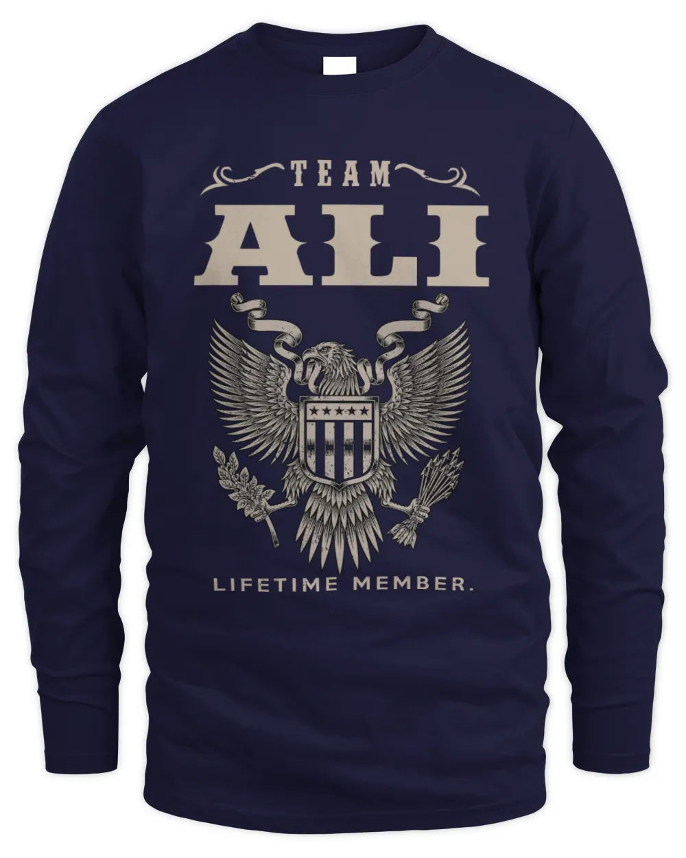 ALI TP06-K82 – Personalized Classic Style Apparel “Team NAME Lifetime Member” - Men's Long Sleeved T-Shirt - Navy
