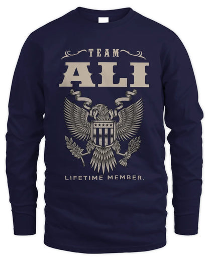 ALI TP06-K82 – Personalized Classic Style Apparel “Team NAME Lifetime Member” - Men's Long Sleeved T-Shirt - Navy