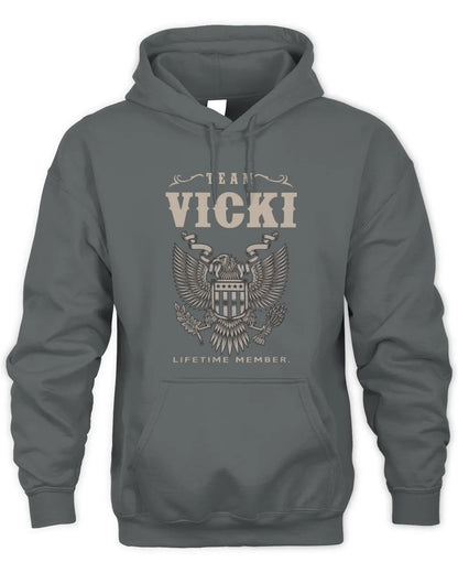 VICKI TP06-K82 – Personalized Classic Style Apparel “Team NAME Lifetime Member” - Unisex Hoodie - Charcoal