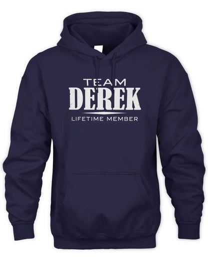 DEREK BL62-K4-128 - Personalized “Team NAME Lifetime Member” - Unisex Hoodie - Navy
